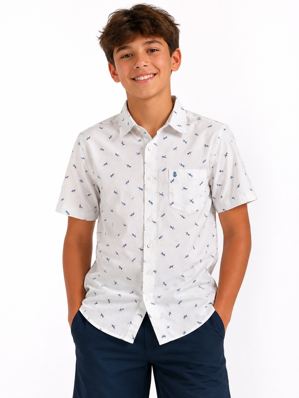 ZOD Boys' Short Sleeve Plaid Dress Shirt